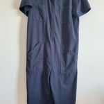 Lacausa  Utility Jumpsuit Women’s XL Navy Blue 100% Cotton Short Sleeve Workwear Photo 0