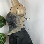 Cache Black & Sliver Maxi Formal Spaghetti Strap Rhinestone Embellished Dress 4 Photo 3