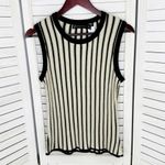 New York & Co Striped Ribbed Knit Sleeveless Sweater Tank Top Tan Black Large Photo 6