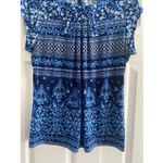 Karl Lagerfeld  Women's Medium Blue Floral Top Career Workwear Corpcore Photo 4