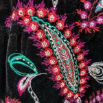 Vintage New Old Stock Carole Little Velvet Skirt 12 Embroidered Black Photo 4