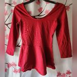 EXPRESS New Without Tags  3/4 Sleeve Peplum Shirt Dark Red Size XS Photo 0