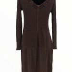70’s Vintage Wenjilli Brown Metallic Knit Long Sleeve Maxi Dress Size M Photo 9
