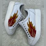 Jeffrey Campbell  Hot Rod Leather Suede Flames Pointed Toe Platform Sneakes Sz 9 Photo 3