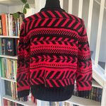 Vintage Monterey by Korea Red & Black Fringe Sweater Size M Photo 4