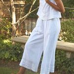 THE ODELLS Anthropologie NEW Candice Gauze Wide Leg Cropped Pants White Medium Photo 0