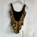 Versace Baroque Yellow Logo Printed Swimsuit One-piece Bathing Suit Medium Photo 7