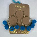 Shiraleah  CHICAGO Zola Turquoise Blue Earrings Boho Gypsy Pom Hoops NWT Photo 0