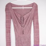 Free People NEW  Pink Long Sleeve Knit Flare Pleated Lady Luck Jumpsuit, L‎ Photo 3