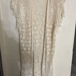 Somedays Lovin Cream Crochet fringe Kimono Cardigan size small Photo 0