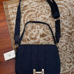 H by Halston Halston monogram bag denim crossbody purse logo H gold Photo 9