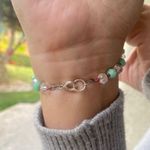 HOLA Letter Beaded Bracelet Mint Green, Clear & Metallic Pink Beads Photo 1