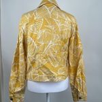Dennis Basso  Yellow and White Leaf Pattern Button Up Denim Jacket Size 4 NWT Photo 5