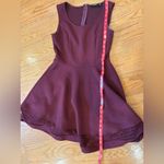 Doe & Rae  Burgundy Fit & Flare Dress Crocheted Lace Trim Photo 4