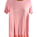 Agnes & Dora Chiffon Ruffle Tunic Pink Short Sleeve Womens XS Made in USA Photo 0