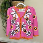Vintage Design Options By Philip & Jane Gordon Pink Flower Power Cardigan Photo 0