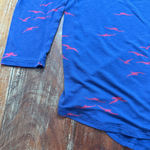 Women's Boden Blue Red Bird Print Long Sleeve Tee Size 10 Photo 2