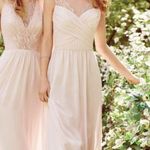 Hayley Paige Occasions blush formal maxi with lace Photo 2