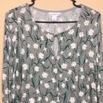 Liz Claiborne  Women’s Floral Print Keyhole Button-Closure Long Sleeve Blouse Photo 1