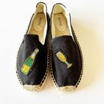 Soludos Black Canvas Espadrille Party Champagne Embroidered Size 9 Wedding Toast Photo 12