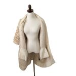 Cardigan Wool Blend Cream Chunky Knit Popcorn Open Front Small Hotel Particulier Photo 10