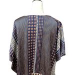 Central Park West  Boho Blouse Scoop Neck Short Sleeves High-Low Hemline Blue XS Photo 5