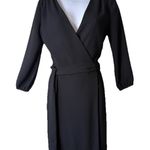 J Crew Wrap Dress Womens 00 Black Crepe Career Classic Wardrobe Staple Cocktail Photo 0