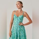 ASTR New  Revolve Tazia Floral Button‎ Tiered Maxi Blue Dress Size Large Photo 1