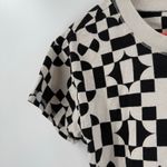 Free People  Movement Crop Top Size Small Black S/S Tee Cotton Geometric Pattern Photo 4