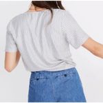 Madewell  Novel Tie-Front Top in Stripe Blue Moon Alby Stripe Size XS Lightweight Photo 1