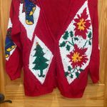 IZOD Vintage Size XL Oversized Chunky Red Christmas Holiday Cardigan Sweater Photo 2