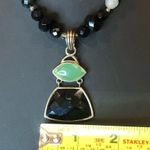 BARSE Green Jade Black Onyx Rutilated Quartz Semi Precious Gemstone Necklace Photo 12