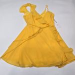 LPA  Asymmetrical Ruffle Wrap Dress in Golden Yellow XS Photo 2