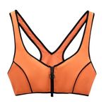 ZARA Swimwear Contrast Piping Bikini Zip Top in Neon Orange Photo 4