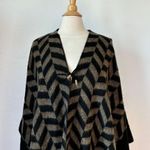 Andrew Marc Black and Tan Chevron Fringe Gold Embellished Wrap Photo 1
