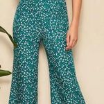 SheIn Green With White Flower Detail Jumpsuit  Photo 0