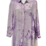 MINKPINK  Purple White Tie Dye Button Up Long Sleeve Blouse Tunic Top Size S Photo 1