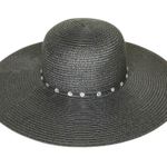 Black Floppy Wide Brim Rhinestone Ribbon Straw Hat Event Occasion Feminine Glam Photo 3