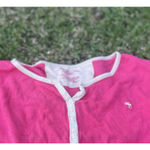Abercrombie & Fitch Y2K Pink Long Sleeve Ribbed Henley Top M Bella Swan Coquette Photo 1
