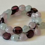 Green pink and purple wire triple strand bracelet Purple Photo 0