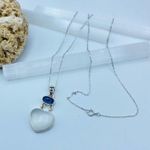 Selenite & Kyanite Heart Sterling Necklace White Photo 0