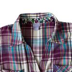 Laura Scott women’s XL purple plaid collared long sleeve button down shirt Photo 5