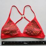 BKE  Swim Red Studded Crisscross Swim Sports Bra Bralette Bikini Top L Large Photo 2