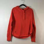 Ralph Lauren Lauren  Hooded Sweater Womens Orange Waffle Knit Cotton Curved Hem-M Photo 1