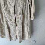 Tribal Tunic Shirt Womens Medium Beige Linen Blend Long Sleeve Button Front Top‎ Photo 2
