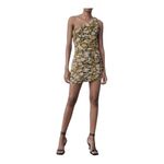 ZARA  Floral One Shoulder Ruched Mini‎ Dress Black Yellow Women Size Medium NWT Photo 1