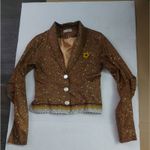 Jaime Lee Floral Lace Ruched Sleeve Blazer Jacket S Cottagecore Fairycore Fall Gold Photo 4