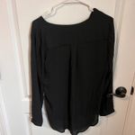 Three Eighty Two Black Long Sleeve Tie Neck Pocket Blouse Top Size XS NWT Photo 4