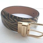 Michael Kors New!  Reversible Leather Belt Zebra Print Gold-tone Logo Buckle SM Photo 3
