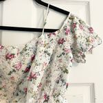 Topshop Womens 12 Floral Cream Embroidered Eyelet Cold Shoulder Top Boho Cottage Photo 2